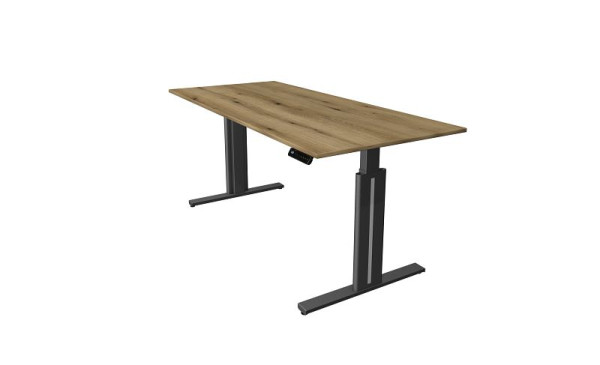 Table assis/debout Kerkmann L 1800 x P 800 mm, réglable en hauteur électriquement de 720 à 1200 mm, fonction mémoire, 4 hauteurs, chêne, 10323955