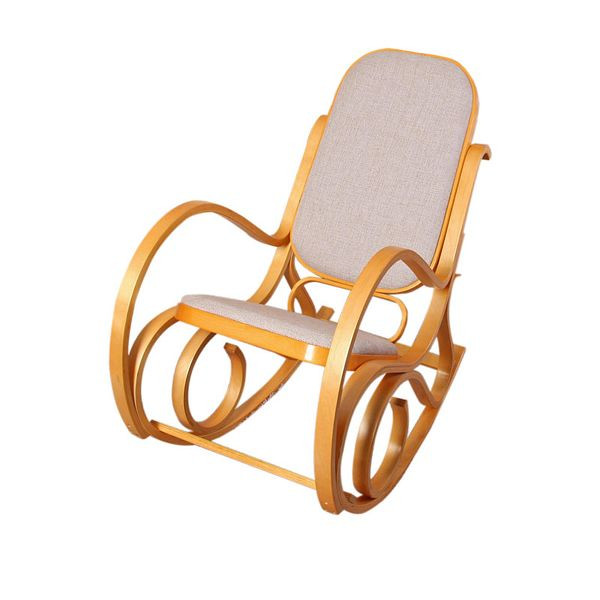 Chaise à bascule Mendler M41, chaise à bascule, chaise TV, bois massif, aspect chêne, tissu/textile beige, 12254