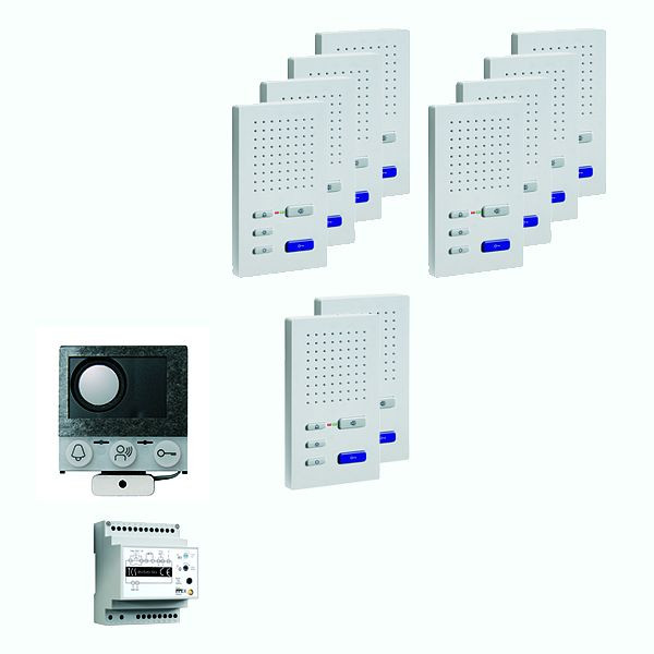 TCS audio:pack installation pour 10 logements, avec haut-parleur intégré ASI12000 + 10x haut-parleur mains libres ISW3030 + centrale BVS20, PAIF100/004