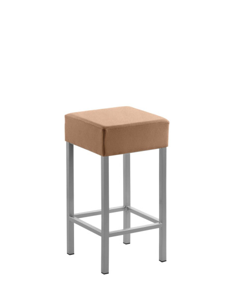 Tabouret Mayer Sitzmöbel , structure argent nacré, assise rembourrée, hauteur d'assise 64 cm, marron clair, 1113_08_30485