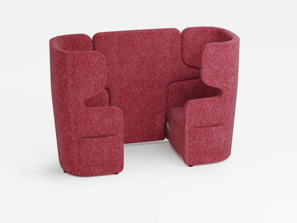 Bisley set de 2, fauteuil opposé avec dossier haut, couleur: rouge, socket + 2xUSB + 2 poches latérales, VIVH2SETPS2WM0130