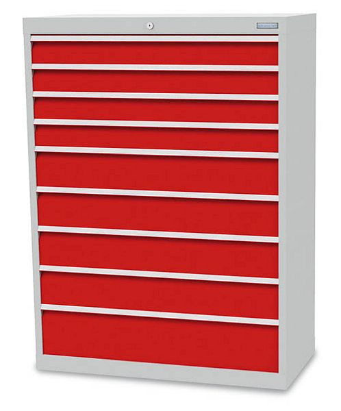 Armoire à tiroirs Bedrunka+Hirth, profondeur 500 mm, R 36-16, 980 x 500 x 1039 mm, 9 x tiroirs (4x 100VA, 4x 150VA, 1x 200VA), capacité de charge 50 kg, 913.441