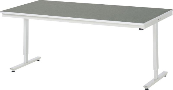 Table de travail RAU série adlatus 150 (réglable en hauteur électriquement), plan de travail avec revêtement linoléum/universel, 2000x720-1120x1000 mm, 08-AT-200-100-L