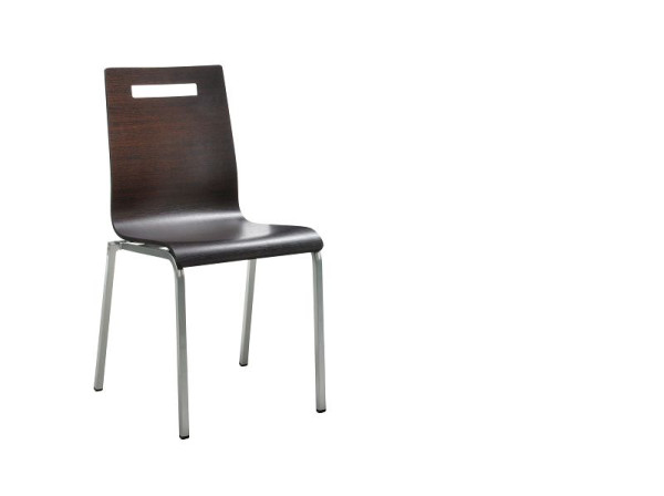 Mayer Sitzmöbel myLIFE chaise empilable, coque d'assise en stratifié wengé, structure argent perle, 2119_08_76