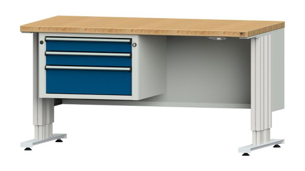 Établis ANKE table de travail LIFT avec sous-structure, modèle 603 VL, 1500 x 800 x 740-1140 mm, RAL 7035/5010, BMP 40 mm, 405.270