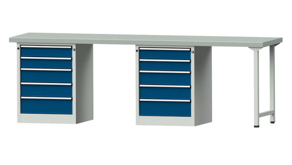 Établis ANKE Établi combiné, modèle 915 V, 2800 x 700 x 900 mm, RAL 7035/5010, ZBP 50 mm, 415.143
