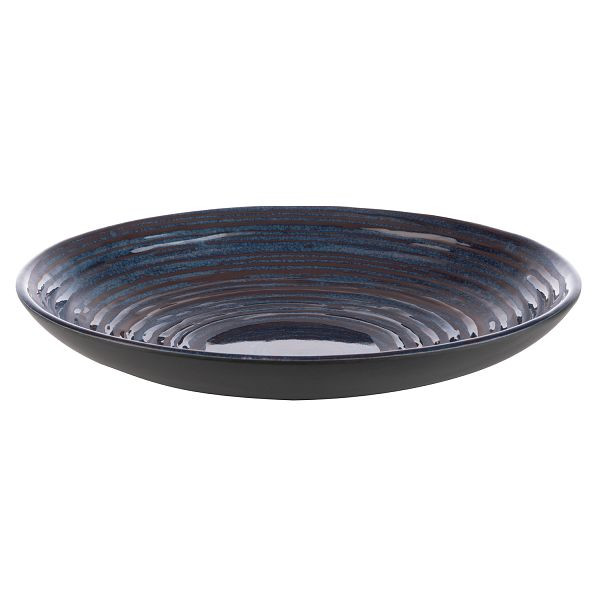 Assiette APS -LOOPS-, Ø 25,5 x 4,5 cm, mélamine, intérieur : décor, bleu foncé, extérieur : gris foncé, 0,8 litre, 85057