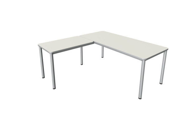 Kerkmann Prime poste de travail angulaire, bureau L 1800 x P 800 x H 750 mm, table d'extension 1000 x 600 x 750 mm, blanc, 11043110