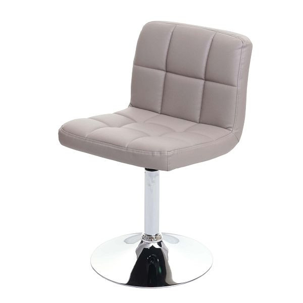 Chaise de salle à manger Mendler Kavala, chaise de cuisine, pivotante, simili cuir gris taupe, base chromée, 74414
