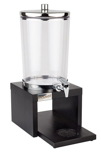 Distributeur de jus APS -BRIDGE-, 35,5x22 cm, hauteur : 50 cm, 6 litres, acier inoxydable 18/8, SAN, hêtre, massif, couleur wengé, refroidissement avec 2 blocs de glace, 10873