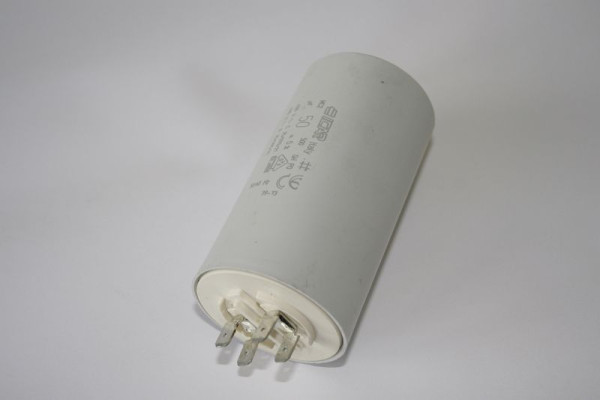 Condensateur ELMAG 55 µF pour TIGER 400/10/22 W, BOY 330Ø 50 mm, longueur totale 106 mm (incluant 4 connecteurs plats), 9100543