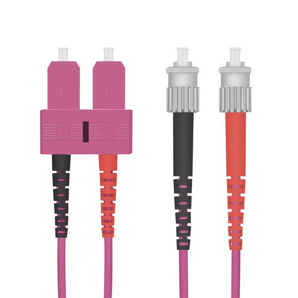 Câble patch fibre optique Helos SC/ST Duplex50/125µm OM4 violet chiné 10.0m, 126440