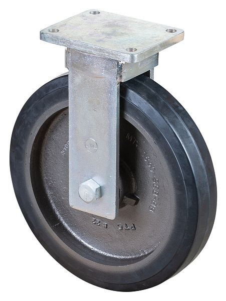 BS Rolls Roulette robuste, roulette fixe, largeur de roue 75 mm, Ø roue 400 mm, capacité de charge 1200 kg, bandages élastiques noirs, fonte, roulements à billes, RR110.B81.400