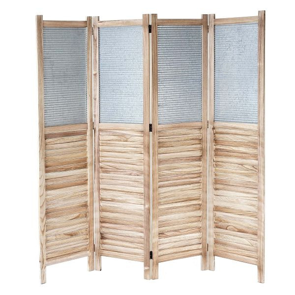 Mendler Paravent HWC-D27, séparateur de pièce, cloison de séparation, paravent, bois, métal, 170x160x2cm, 62651