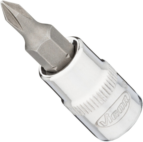 Embout de tournevis VIGOR, carré creux 6,3 mm (1/4 pouce), profil Phillips PH, PH0, V2593N
