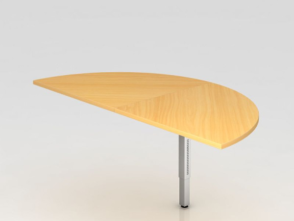 Hammerbacher table d'extension 2x quart de cercle/argent pied de support carré hêtre/argent, demi-cercle pour fixation sur un bureau, VRA160/6/S
