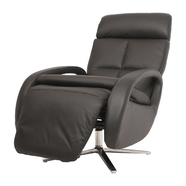 Fauteuil relax Mendler HWC-L11, fauteuil TV design, fauteuil TV, fauteuil inclinable, fonction inclinable, cuir intégral, noir, 98399