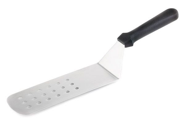 Spatule APS, perforée, 24,5x7,5cm, longueur 37,5cm, lame flexible en inox, manche en polypropylène antidérapant, noir, 88940