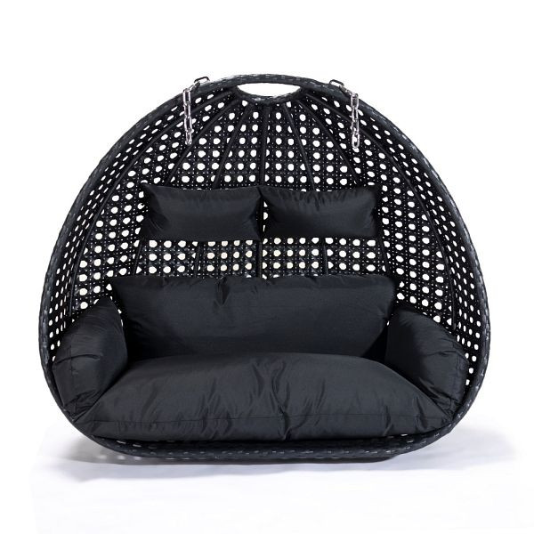 HOME DELUXE fauteuil suspendu en polyrotin TWIN - noir uniquement panier et coussin, 49580