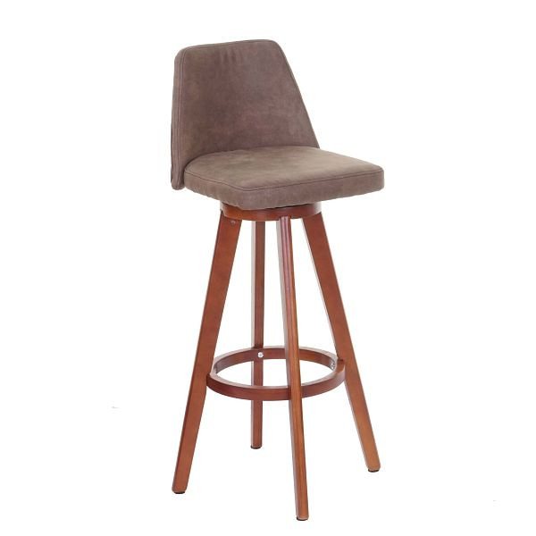 Tabouret de bar Mendler HWC-C43, tabouret de comptoir de tabouret de bar, bois textile rotatif, marron vintage, pieds légers, 61285