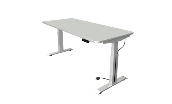 Table assis/debout Kerkmann L 1800 x P 800 mm, réglable en hauteur électriquement de 640 à 1290 mm, gris clair, 10010711