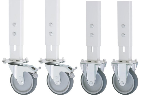 Jeu de roulettes RAU avec 2 roulettes fixes et 2 roulettes pivotantes avec freins, 150 mm, 09-RS125MPHV-2LF-2B