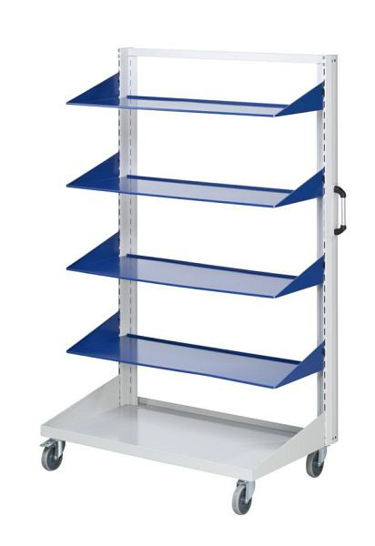 Étagères de voiture de base ANKE droites; 1250 x 650 x 1950 mm; RAL 7035/5010; avec 4 étagères, droit 450 mm, 962.201