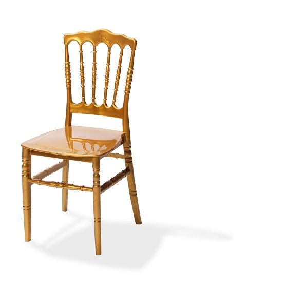 VEBA chaise empilable Napoléon or, polypropylène, 41x43x89,5cm (LxPxH), incassable, 50400GL