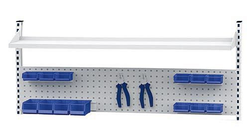 Structure multiparois Bedrunka+Hirth largeur 1500, 1x canal d'énergie, 1x paroi perforée, 1x paroi magnétique, 2x étagères dimensions en mm (LxH) : 1500 x 859, 03.900.15.02-01