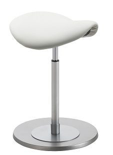 Tabouret pendulaire Mayer Sitzmöbel avec siège en forme de selle ergonomique, blanc polaire, couleur structure/pieds : acier inoxydable, 1167_EF_30582