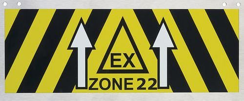 Panneau d'identification de zone DENIOS en acier inoxydable, 270 x 110 mm, zone Ex 22, 217916