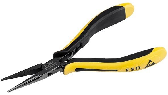 Pince à bec effilé électronique ELORA ESD avec surface de préhension dentelée, 4680-MH E 2K, 4680040001000