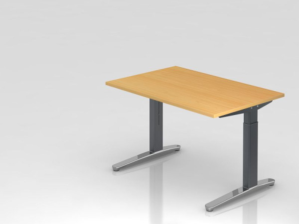 Bureau Hammerbacher piètement C 120x80cm hêtre/graphite (poli), forme rectangulaire, VXB12/6/GC