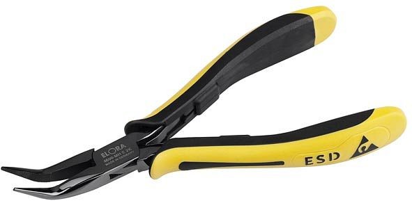 ELORA Elektronik Pince à bec effilé ESD avec surface de préhension dentelée, 4690-MH E 2K, 4690040001000