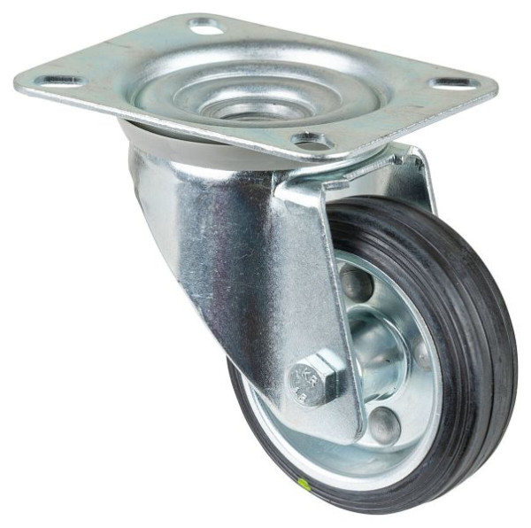Rouleau de transport BS rollers, largeur 30 mm, Ø80 mm, jusqu'à 65 kg, bande de roulement en caoutchouc antistatique noir, roulement à rouleaux, plateau, lot de 4, L400.B58.080