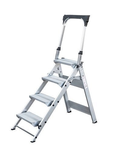 Escalier pliant DENIOS en aluminium, avec console et 4 marches, 274-491