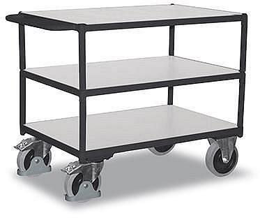 Chariot de table lourd ESD VARIOfit avec 3 zones de chargement, dimensions extérieures : 1 390 x 800 x 920 mm (LxPxH), sw-800.662