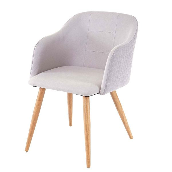 Chaise de salle à manger Mendler HWC-D71, chaise de cuisine, design rétro, accoudoirs en tissu/textile, gris-gris clair, 75237