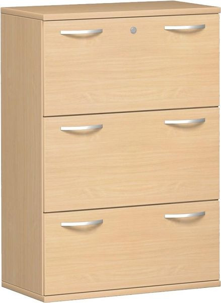 geramöbel classeur 3 dossiers suspendus avec verrouillage central et serrure de tiroir, verrouillable, 800x425x1152, hêtre/hêtre, N-10HR308-BB