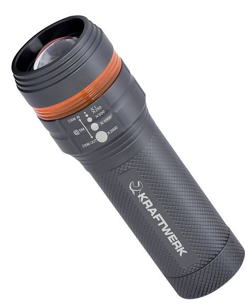Lampe de poche en aluminium Kraftwerk avec zoom LED 1 watt et fonction clignotante, 32050
