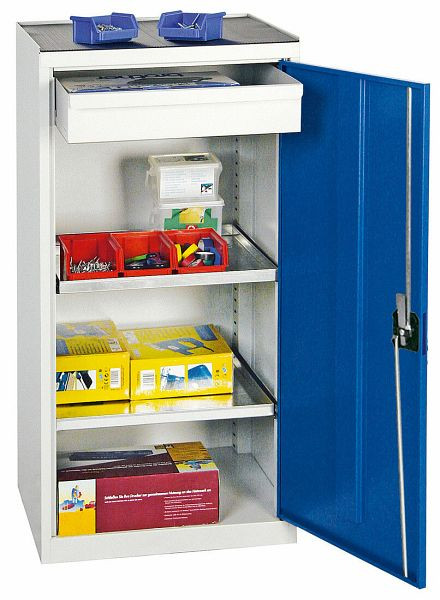 armoire à outils et matériaux contondants série 2000, 7035/5010, 1 tiroir, 2 étagères, 2001174