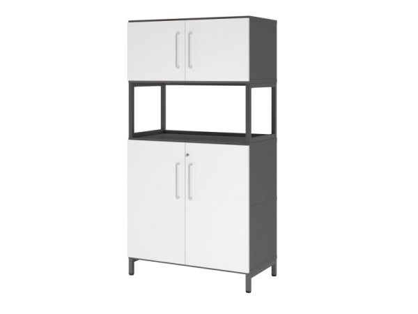 Armoire combinée Hammerbacher, 4OH, base, graphite/blanc, VFW48K5RU/G/W/BS