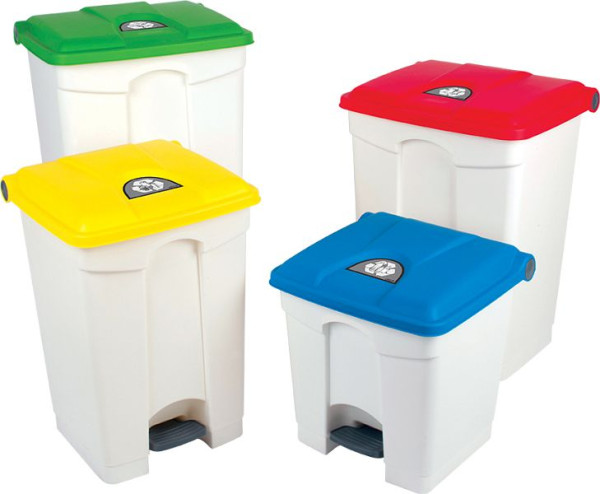 Poubelle à pédale bicolore Orgavente en PP, blanc, HxLxP 435x410x398 mm, 30 litres, couleur: rouge, SO-1230-WRED