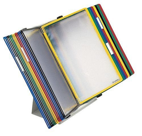 Support de table DENIOS avec 20 planches DIN A4, couleurs assorties, 145-073