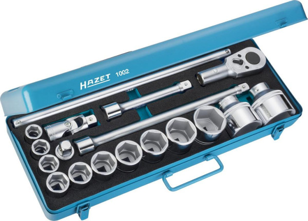 Jeu de clés à douilles HAZET, inserts pour clés à douilles hexagonales, carré creux 20 mm (3/4 pouce), nombre d'outils : 18, 1002