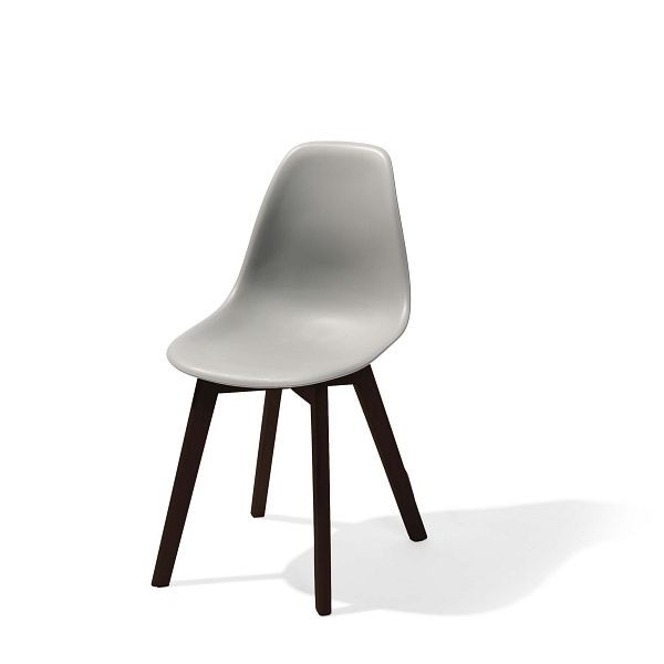 VEBA Chaise empilable Keeve gris sans accoudoirs, structure en bois de bouleau foncé et assise en plastique, 47 x 53 x 83 cm (LxPxH), 505FD01SG