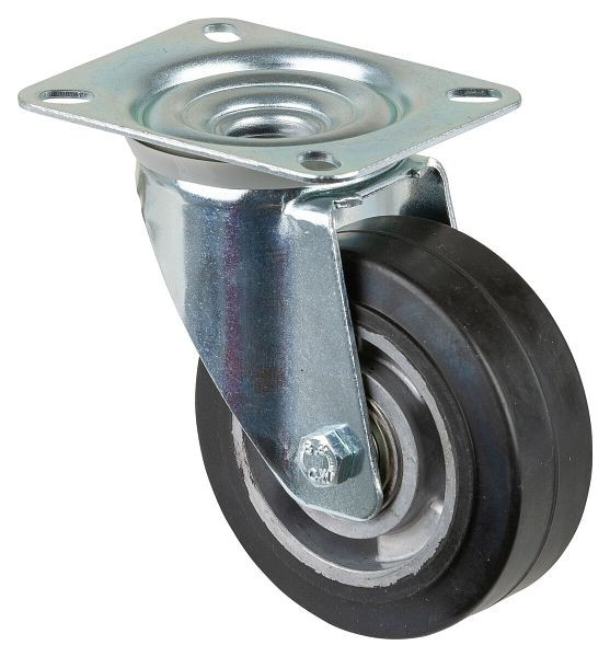 Rouleau de transport BS rollers, largeur de roue 40 mm, roue Ø 100 mm, capacité de charge 150 kg, pneus élastiques noirs, corps de roue en aluminium, roulements à billes, L400.B80.100