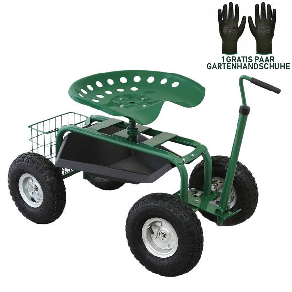 Siège de jardin mobile KuKoo avec compartiment à outils et panier, 25488