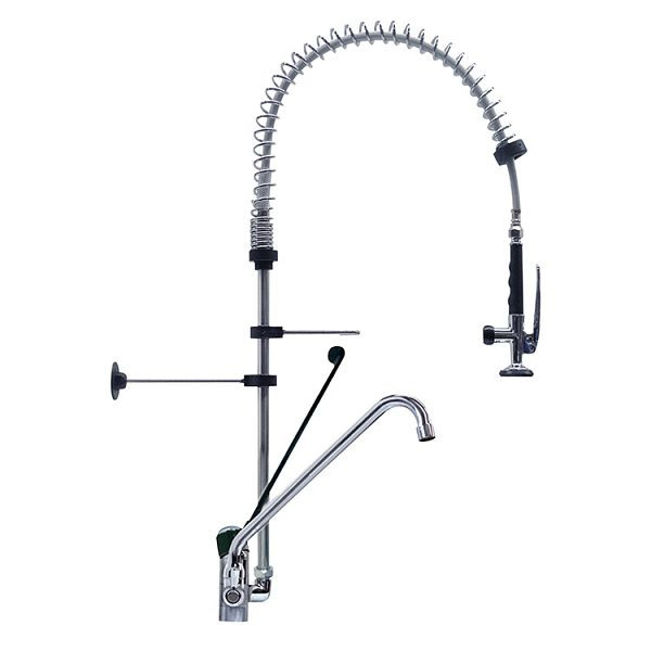 Douchette de prélavage monobloc Gastro-Inox équipée d'une commande mains libres et d'une grue pivotante, 700 mm, haute performance, 402.110