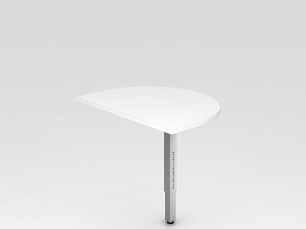 Table à rallonge Hammerbacher avec pied de support carré 60x80cm blanc/argent, arrondie pour fixation sur un bureau, VRA60/W/S